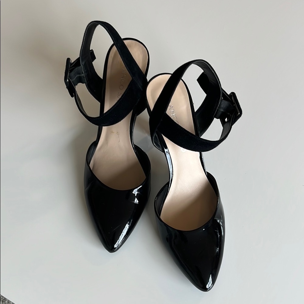 Black Pointed-Toe Ankle-Strap Pumps - Women's